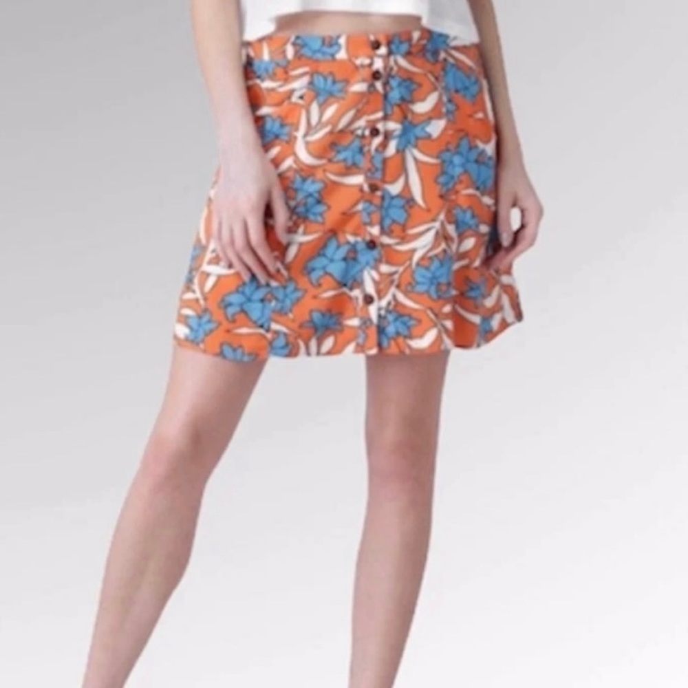 Orange and Blue Button Front Skirt